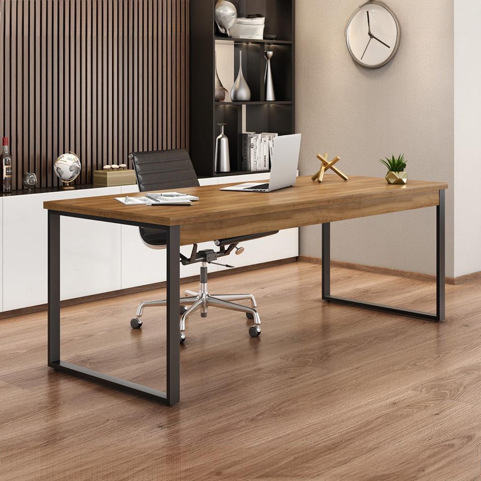 Mesa de Escritório Málaga Nogal e Preta 190 cm - 1