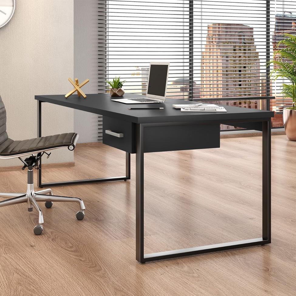 Mesa de Escritório Málaga 1 GV Preta 190 cm - 2