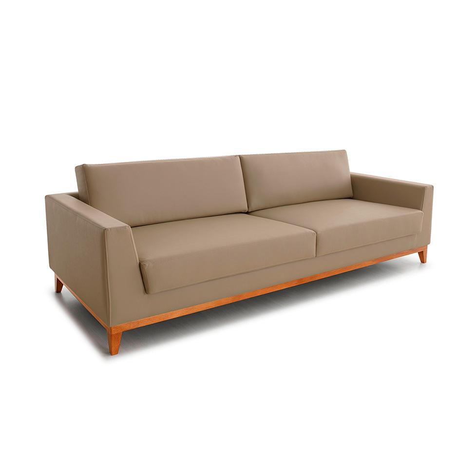 Sofá 3 Lugares Bartô Revestimento Sintético Bege 240 cm - 1