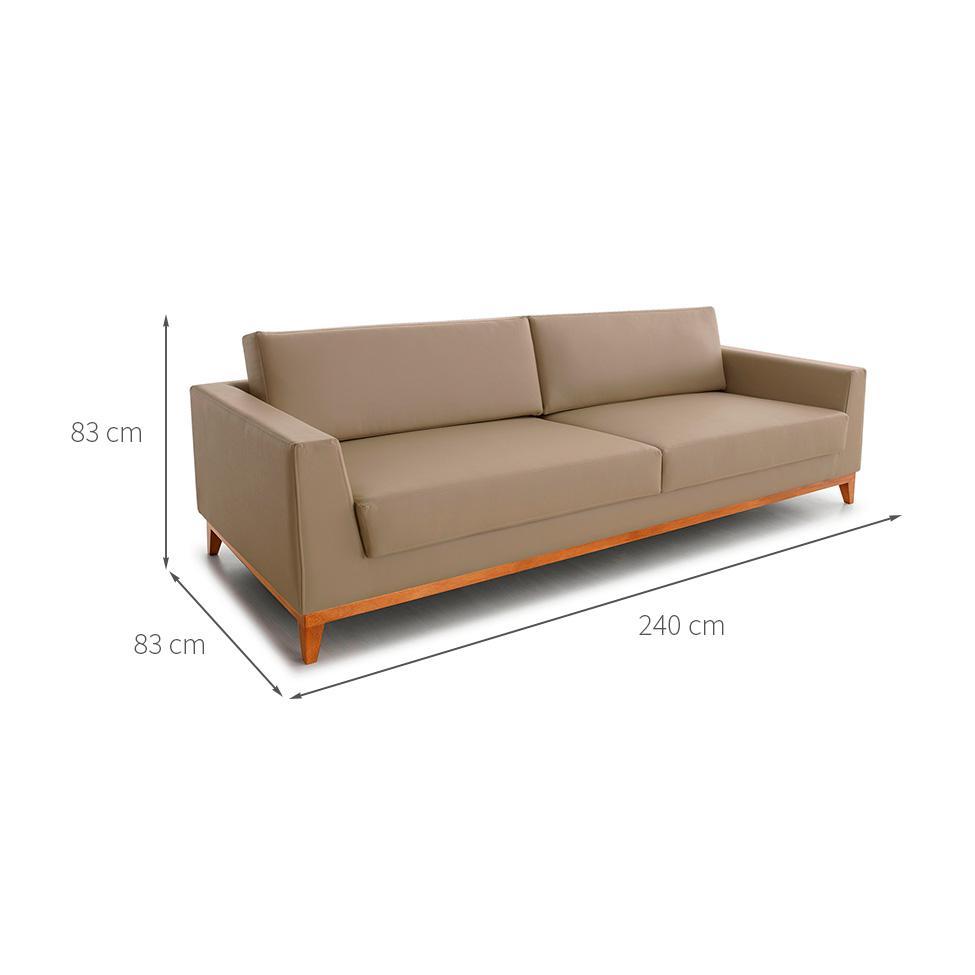 Sofá 3 Lugares Bartô Revestimento Sintético Bege 240 cm - 3