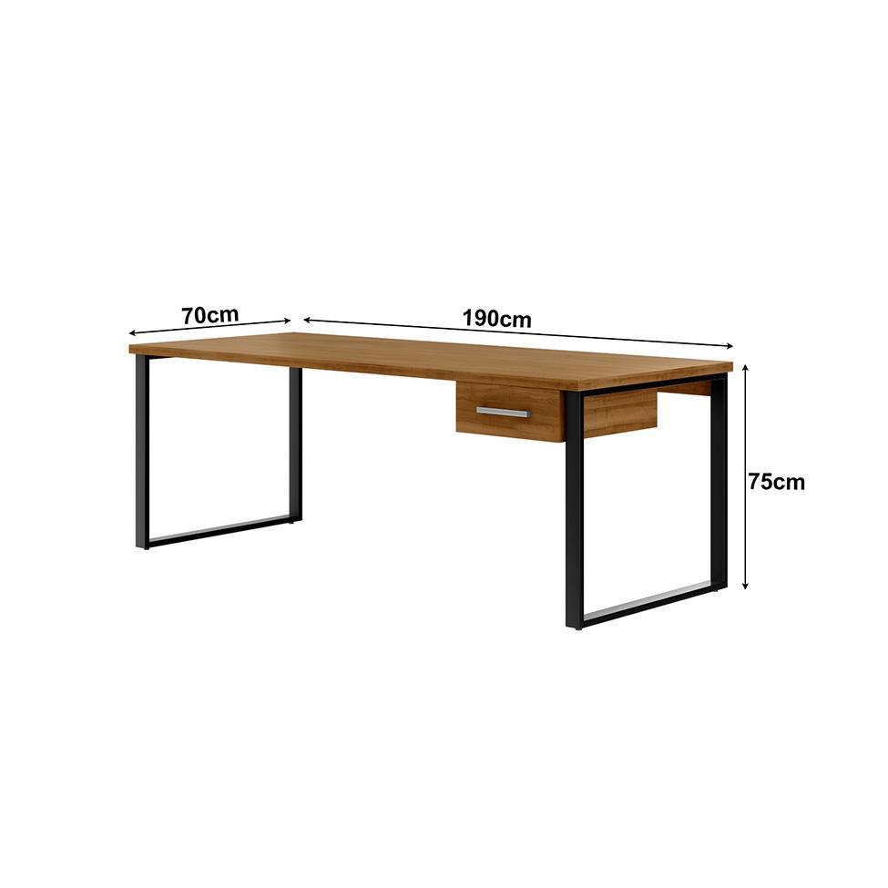 Mesa de Escritório Málaga 1 GV Nogal e Preta 190 cm - 3