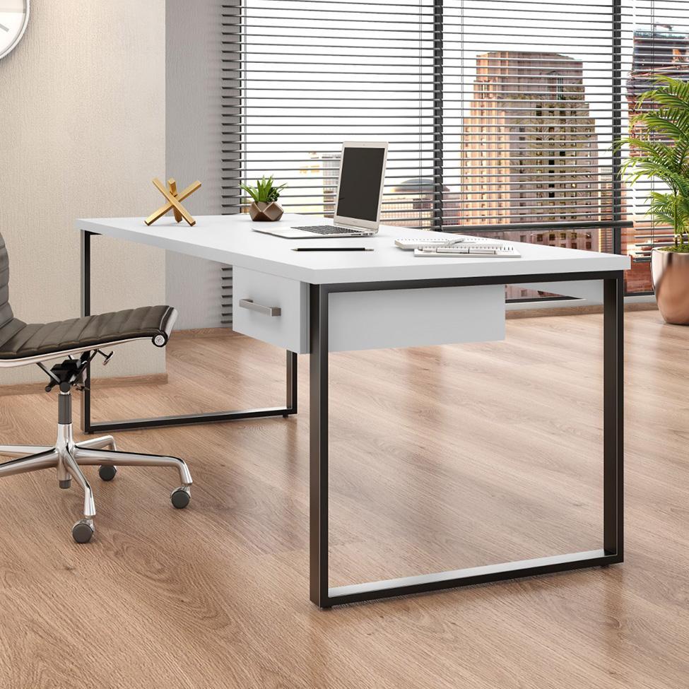 Mesa de Escritório Málaga 1 GV Branca e Preta 190 cm - 2