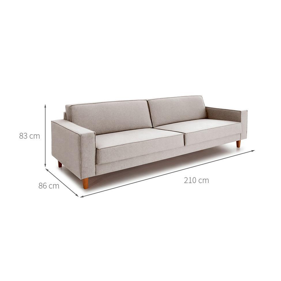 Sofá 3 Lugares Aurora Linho Bege 210 cm - 3