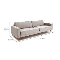 Sofá 3 Lugares Aurora Linho Bege 210 cm - 3