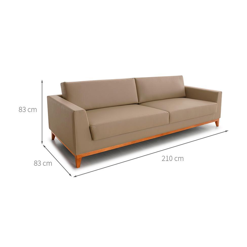 Sofá 3 Lugares Bartô Revestimento Sintético Bege 210 cm - 3
