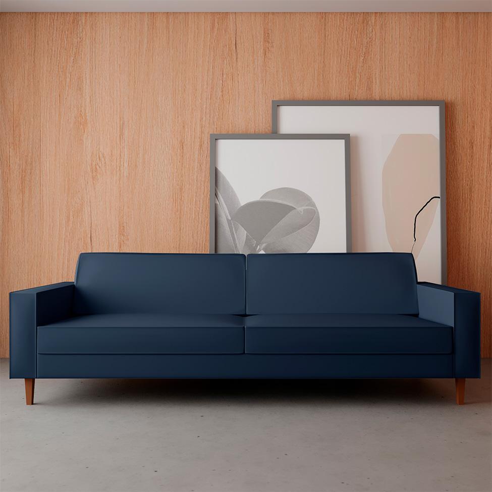 Sofá 3 Lugares Aurora Linho Azul 180 cm - 2