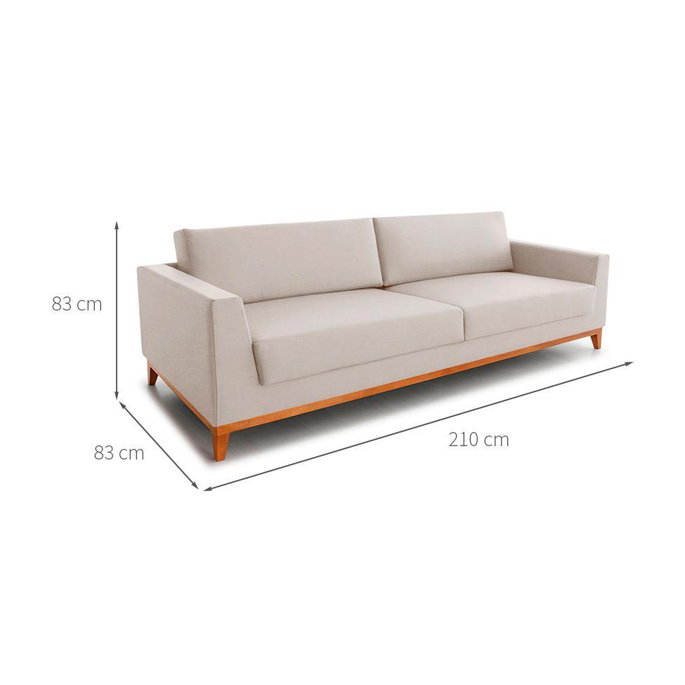 Sofá 3 Lugares Bartô Linho Bege 210 cm - 3