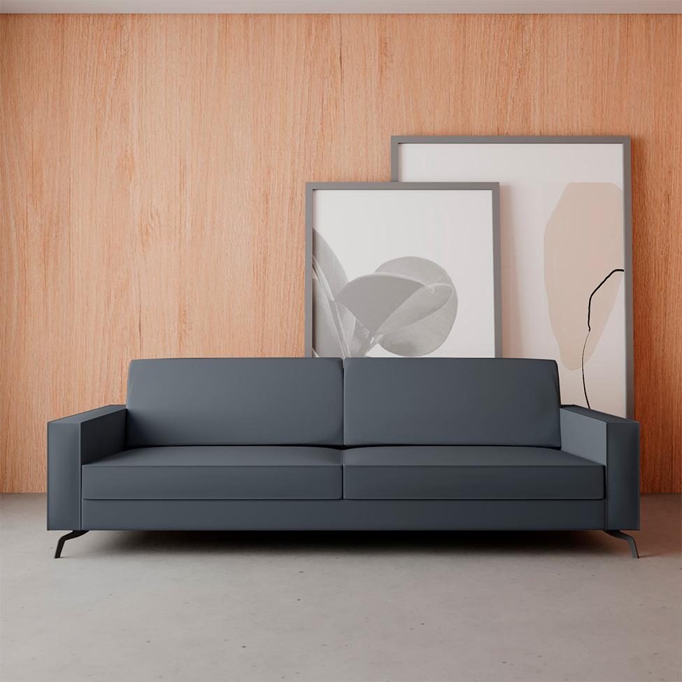 Sofá 3 Lugares Angelo Linho Cinza 210 cm - 2