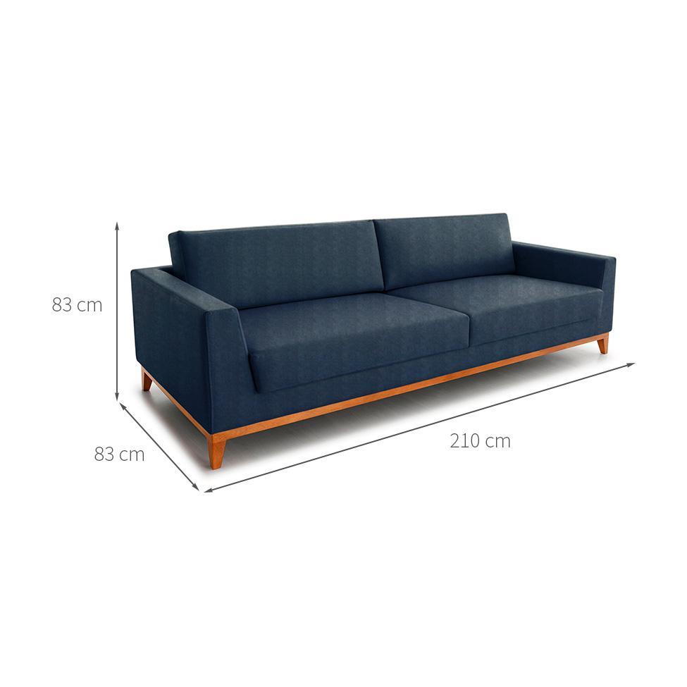 Sofá 3 Lugares Bartô Linho Azul 210 cm - 3
