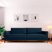 Sofá 3 Lugares Bartô Linho Azul 180 cm - 2
