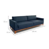 Sofá 3 Lugares Bartô Linho Azul 180 cm - 3