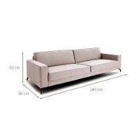 Sofá 3 Lugares Angelo Linho Bege 240 cm - 3