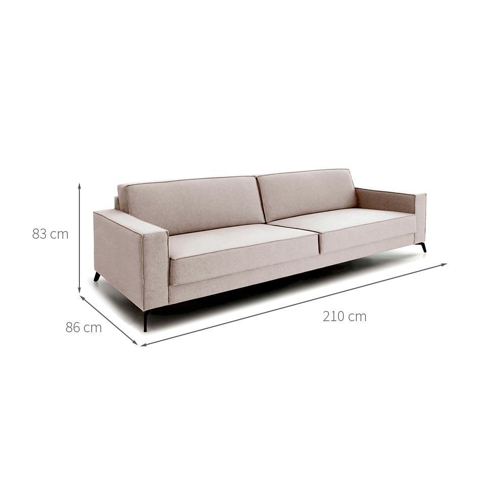 Sofá 3 Lugares Angelo Linho Bege 210 cm - 3