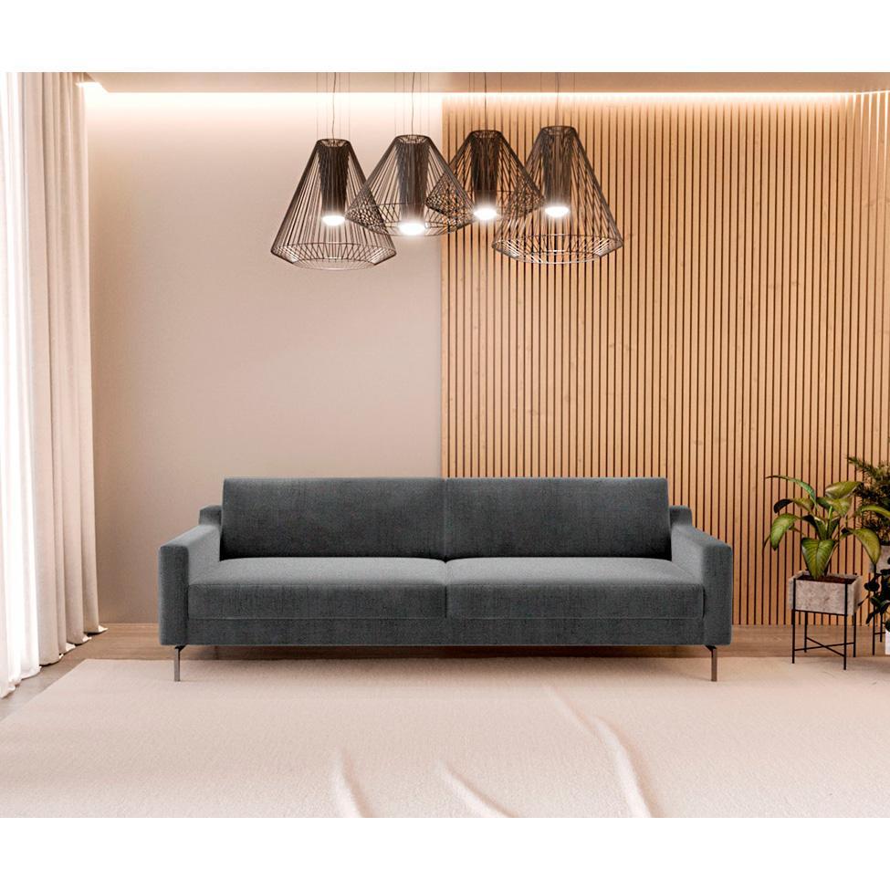 Sofá 4 Lugares Peppe Linho Cinza 260 cm - 2