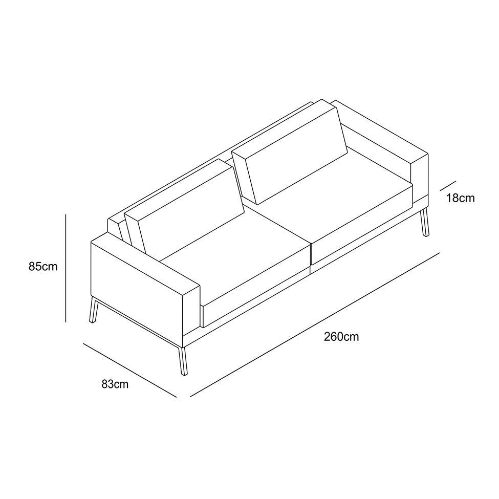 Sofá 4 Lugares Franccesco Linho Cinza 260 cm - 3