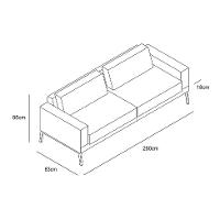 Sofá 4 Lugares Franccesco Linho Cinza 260 cm - 3