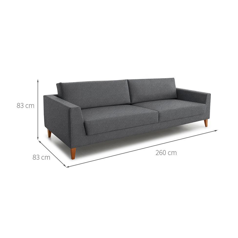 Sofá 4 Lugares Benjamin Linho Cinza 260 cm - 3