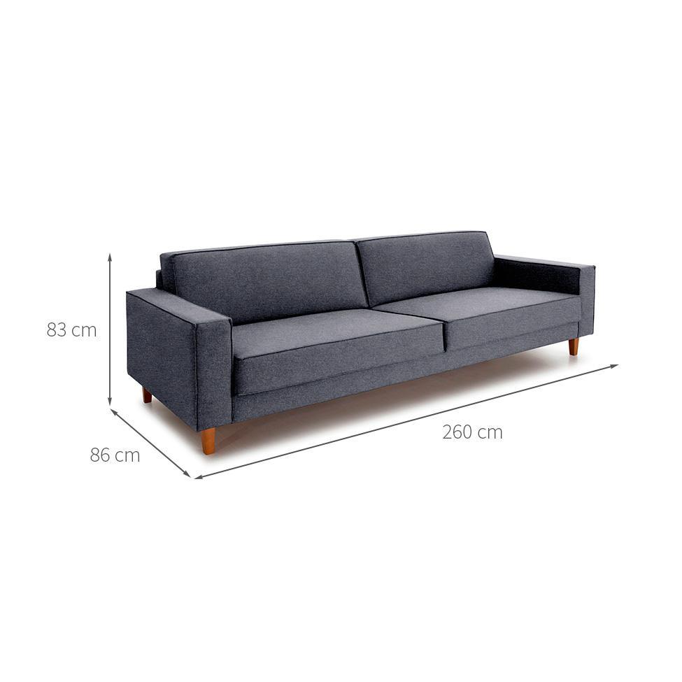 Sofá 4 Lugares Aurora Linho Cinza 260 cm - 3