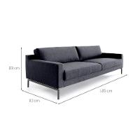 Sofá 3 Lugares Peppe Linho Cinza 180 cm - 3