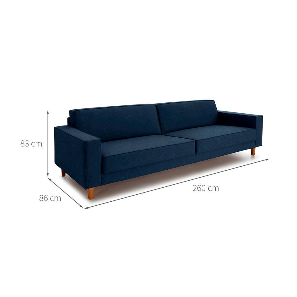 Sofá 4 Lugares Aurora Linho Azul 260 cm - 3
