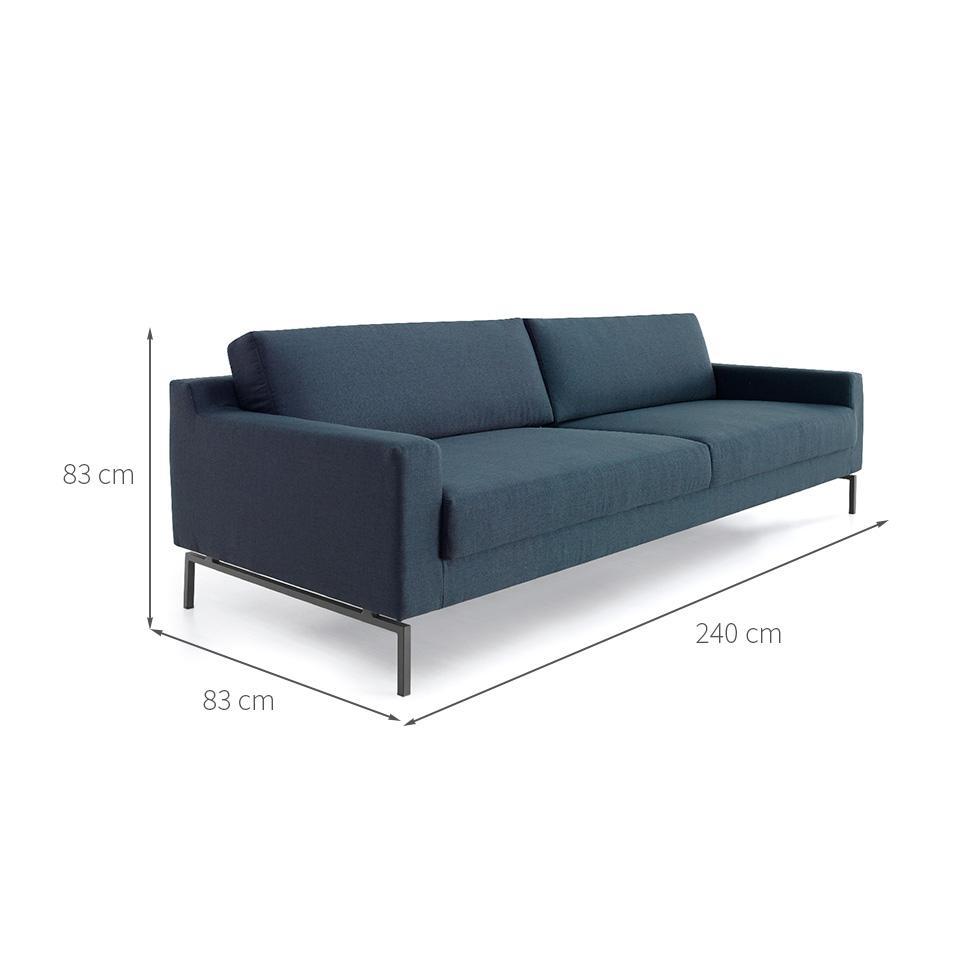 Sofá 3 Lugares Peppe Linho Azul 240 cm - 3