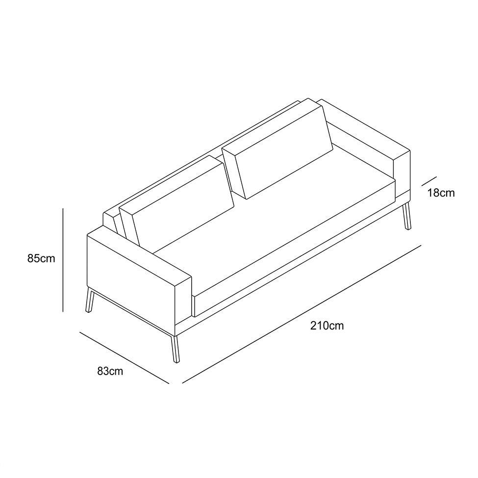 Sofá 3 Lugares Franccesco Linho Cinza 210 cm - 3
