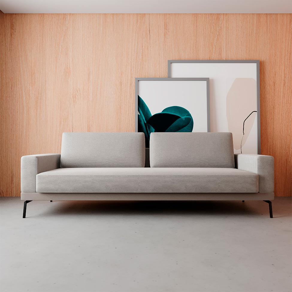 Sofá 3 Lugares Franccesco Linho Bege 240 cm - 2