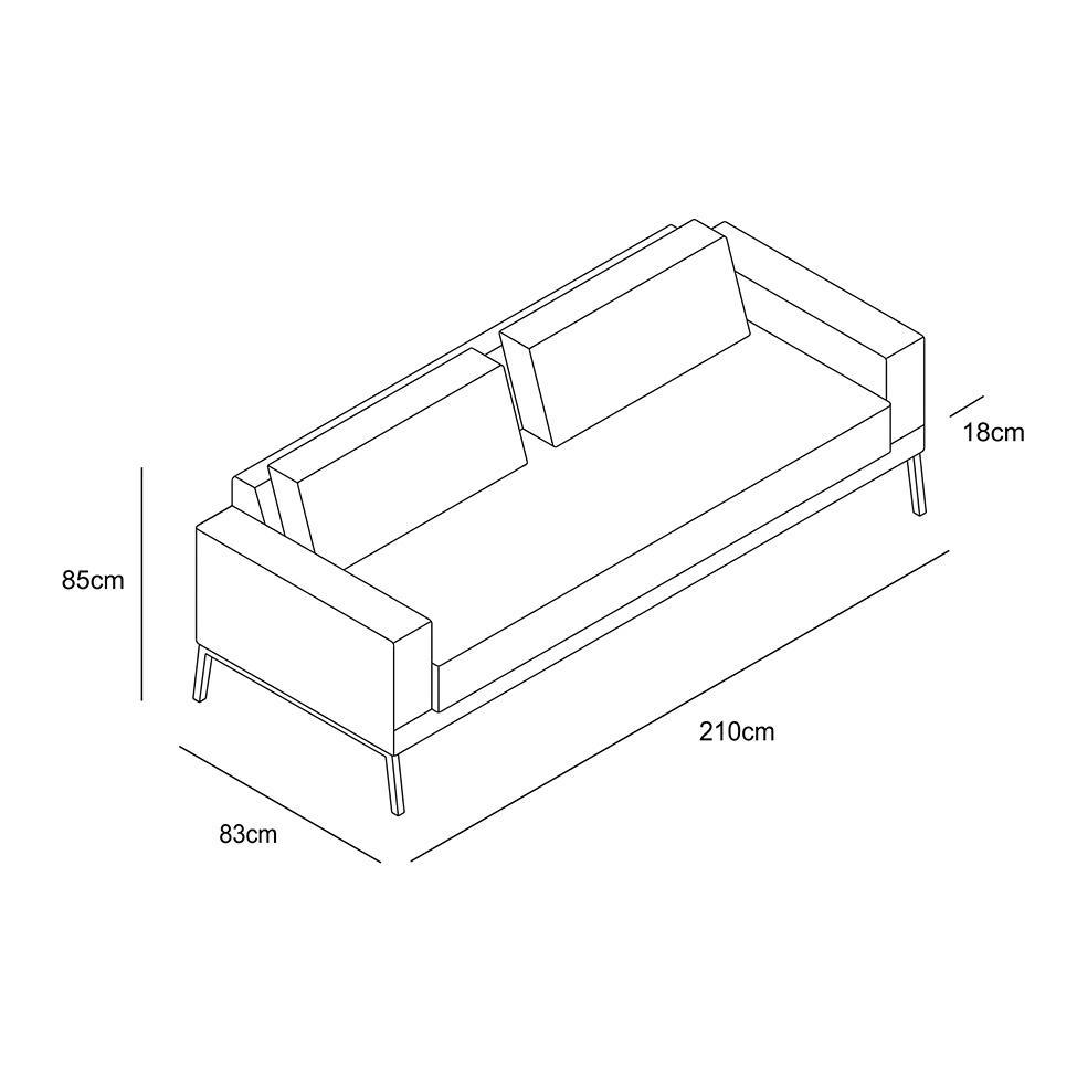 Sofá 3 Lugares Franccesco Linho Bege 210 cm - 3