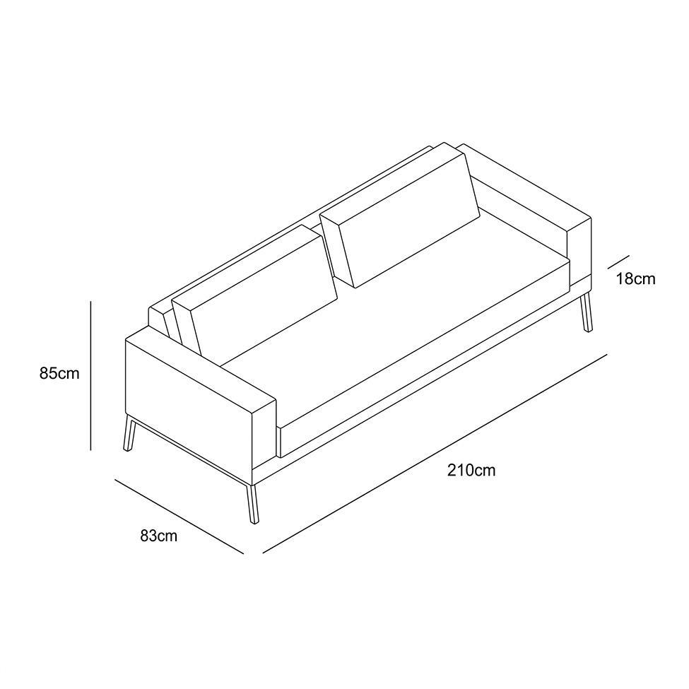 Sofá 3 Lugares Franccesco Linho Azul 210 cm - 3