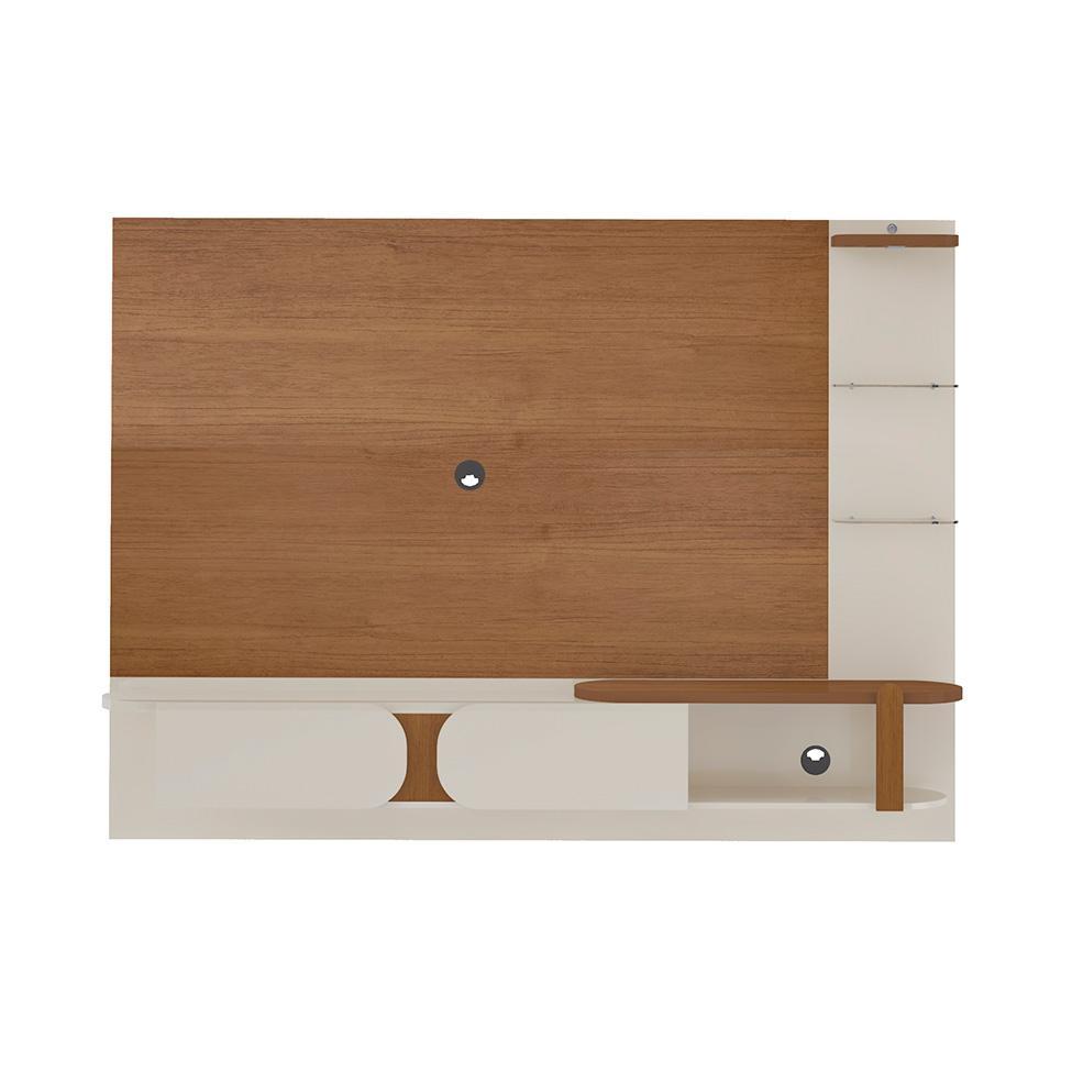 Painel com Rack Suspenso até 72 Polegadas Toronto 2 PT Cinamomo e Off White - 5