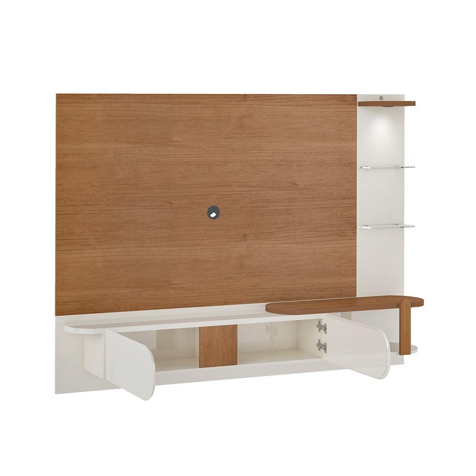 Painel com Rack Suspenso até 72 Polegadas Toronto 2 PT Cinamomo e Off White - 8