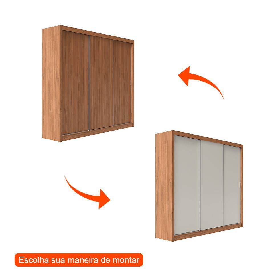 Guarda-Roupa Casal Montclair Flex 3 PT 8 GV Off White e Canela - 2