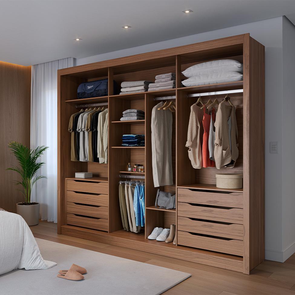 Guarda-Roupa Casal Montclair Flex 3 PT 8 GV Off White e Canela - 10