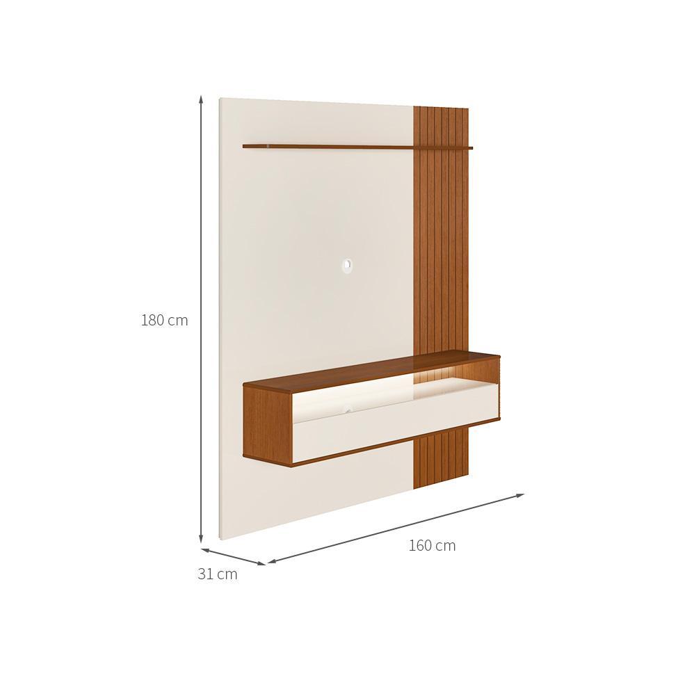 Painel com Rack Supenso até 65 Polegadas Matisse 1 PT Cinamomo e Off White - 3