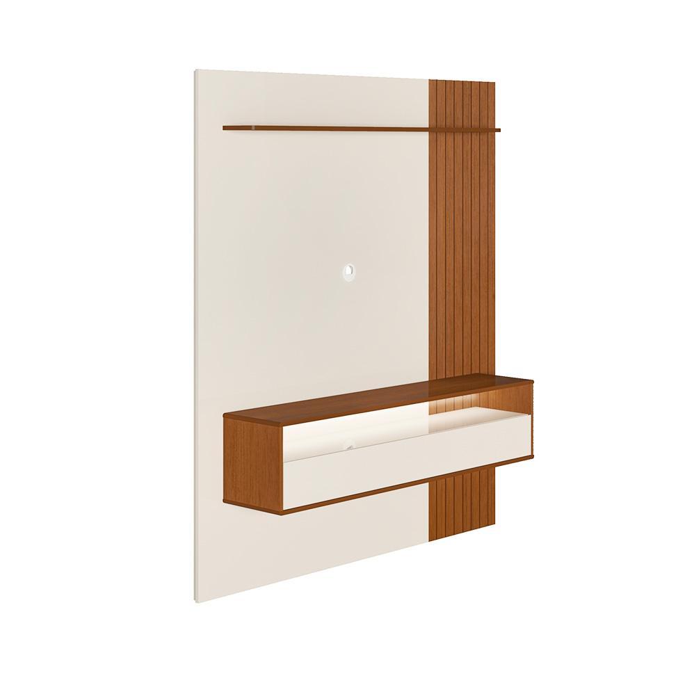 Painel com Rack Supenso até 65 Polegadas Matisse 1 PT Cinamomo e Off White - 7