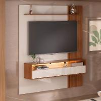 Painel com Rack Supenso até 65 Polegadas Matisse 1 PT Cinamomo e Off White - 1