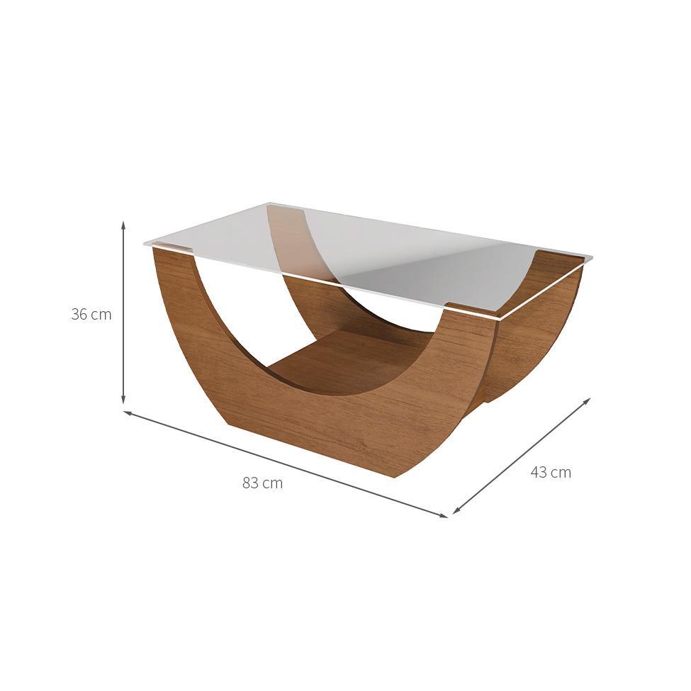Mesa de Centro Retangular com Tampo de Vidro Onda Cinamomo - 3