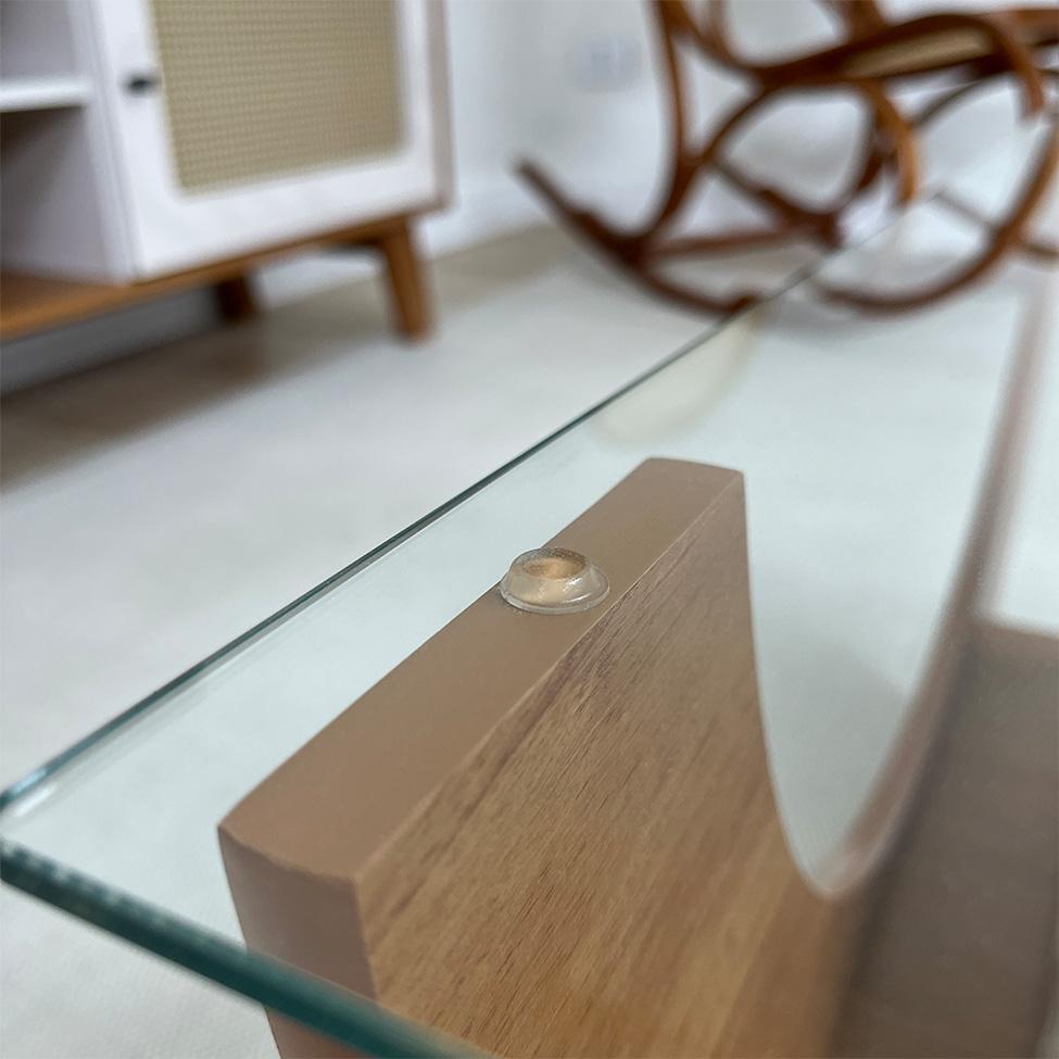 Mesa de Centro Retangular com Tampo de Vidro Onda Cinamomo - 7