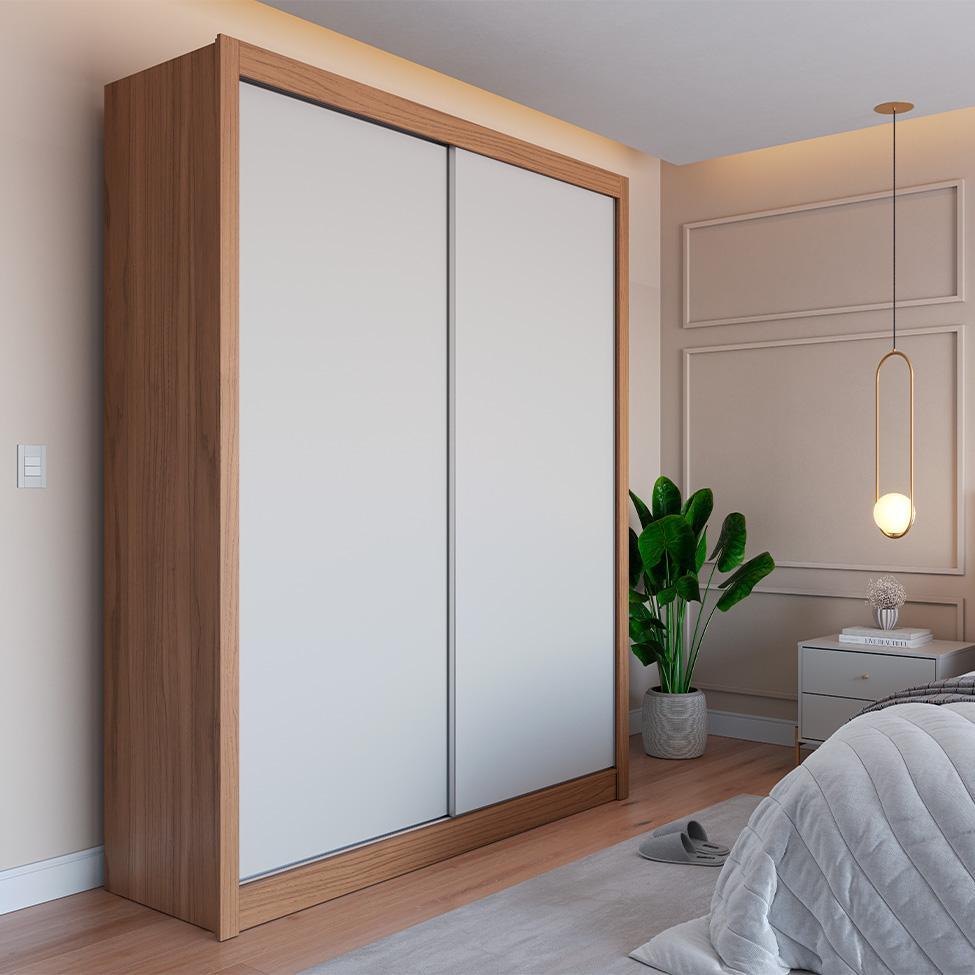 Guarda-Roupa Solteiro Montclair Flex 2 PT 4 GV Off White e Canela - 7