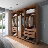 Guarda-Roupa Casal com Espelho Rockford 6 PT 6 GV Canela - 2