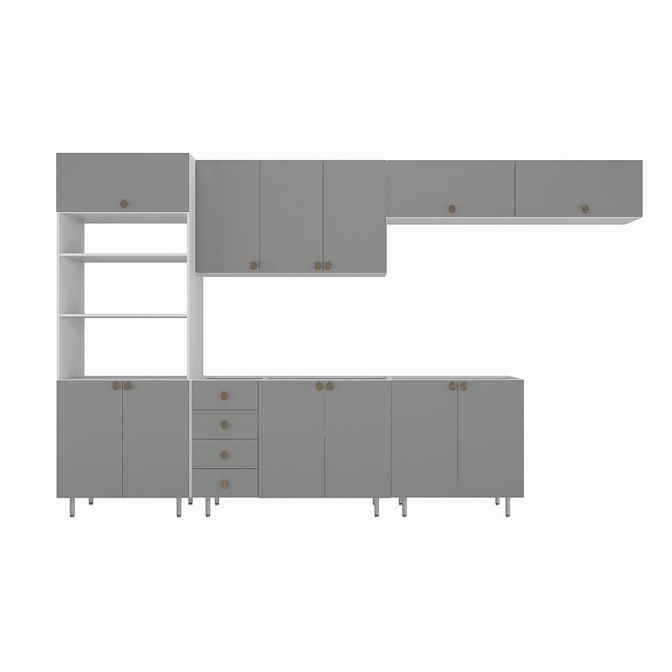 Cozinha Completa Maranello 100% MDF 12 PT 4 GV Cinza - 3
