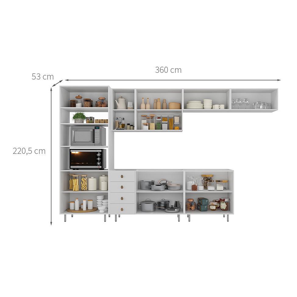 Cozinha Completa Maranello 100% MDF 12 PT 4 GV Branco - 3