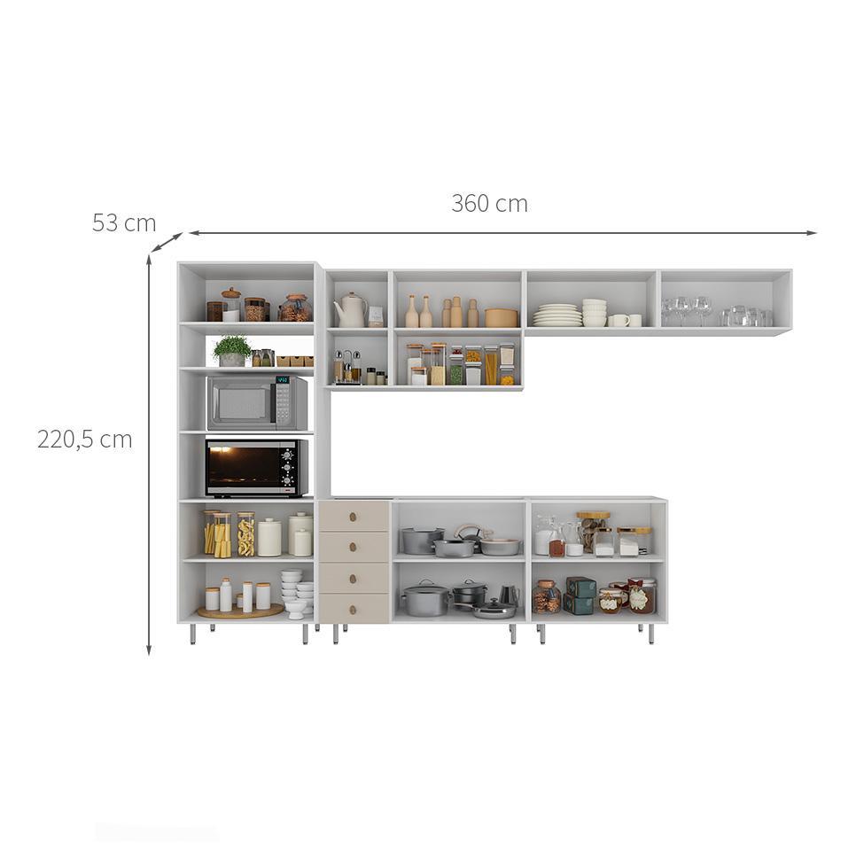 Cozinha Completa Maranello 100% MDF 12 PT 4 GV Bege - 3