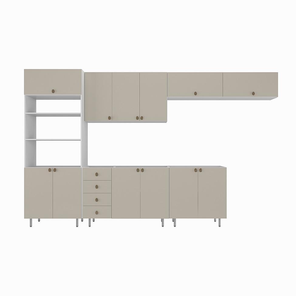 Cozinha Completa Maranello 100% MDF 12 PT 4 GV Bege - 4