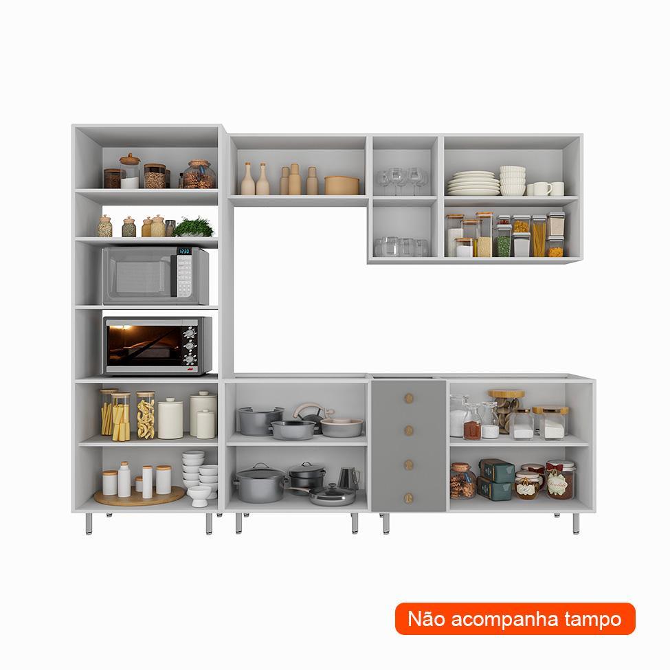 Cozinha Completa Maranello 100% MDF 11 PT 4 GV Cinza - 2