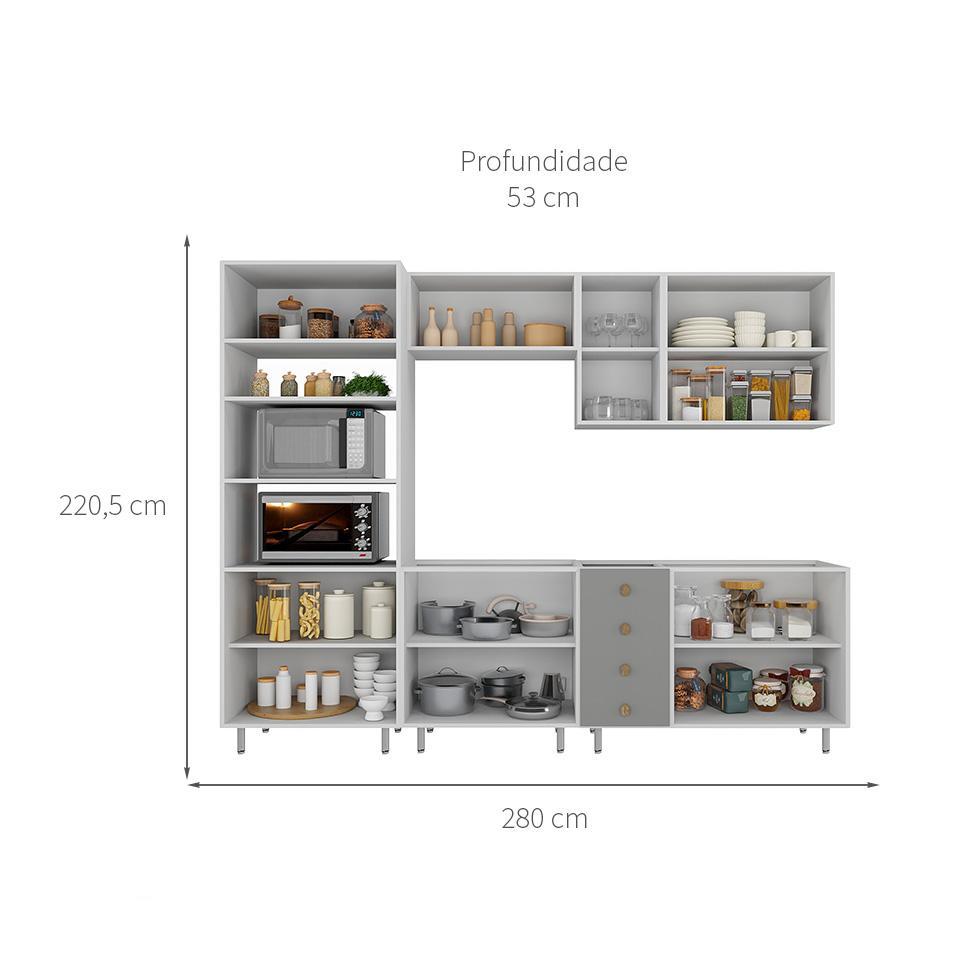 Cozinha Completa Maranello 100% MDF 11 PT 4 GV Cinza - 3