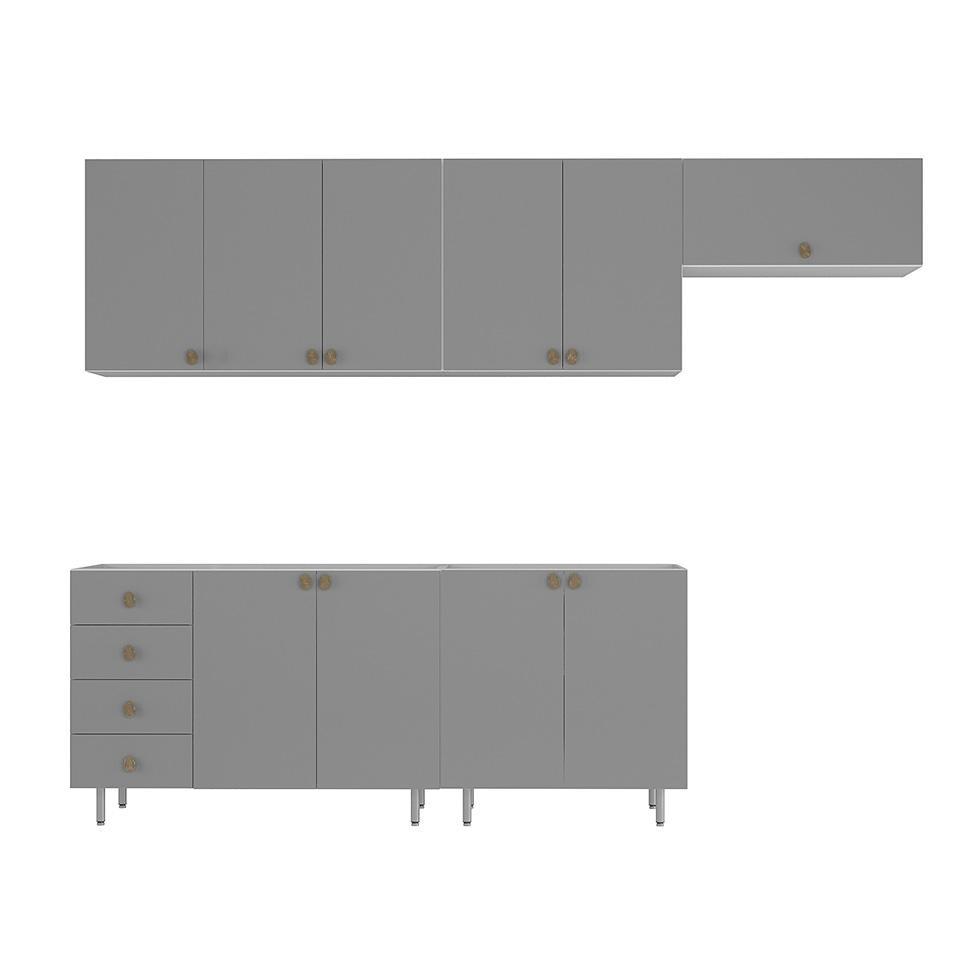 Cozinha Completa Maranello 100% MDF 10 PT 4 GV Cinza - 4