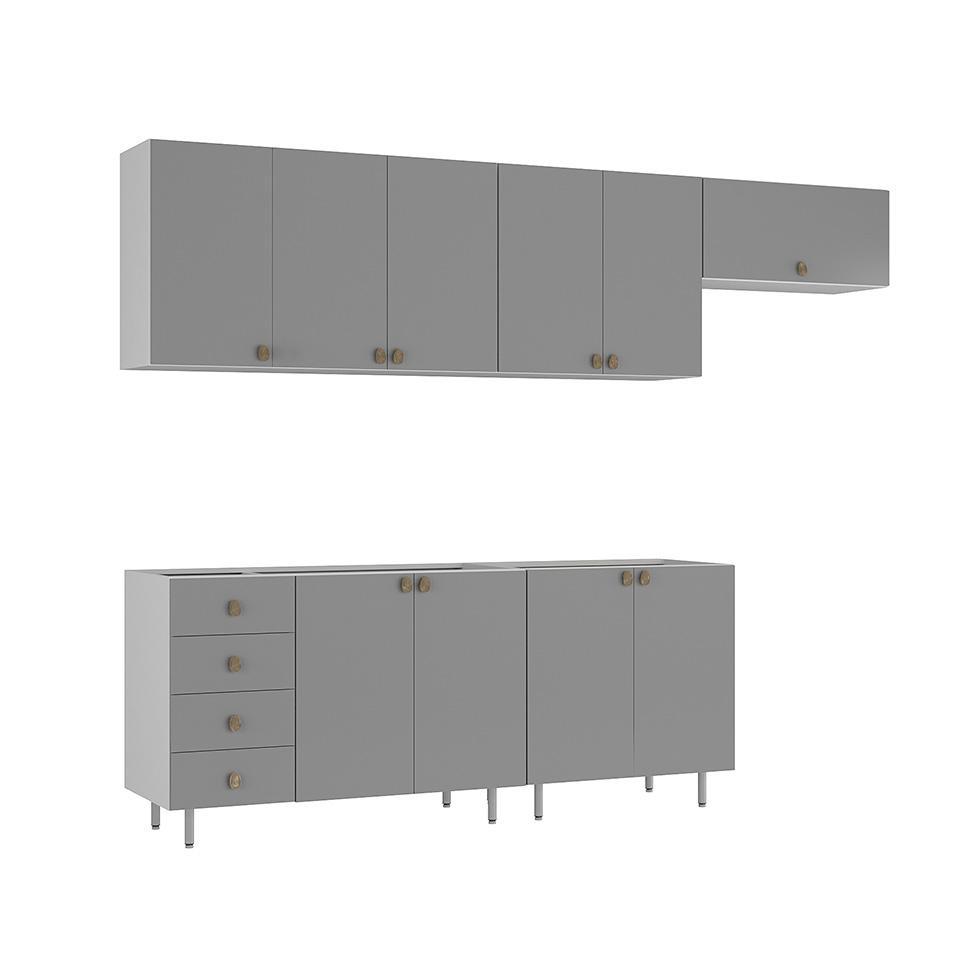 Cozinha Completa Maranello 100% MDF 10 PT 4 GV Cinza - 5