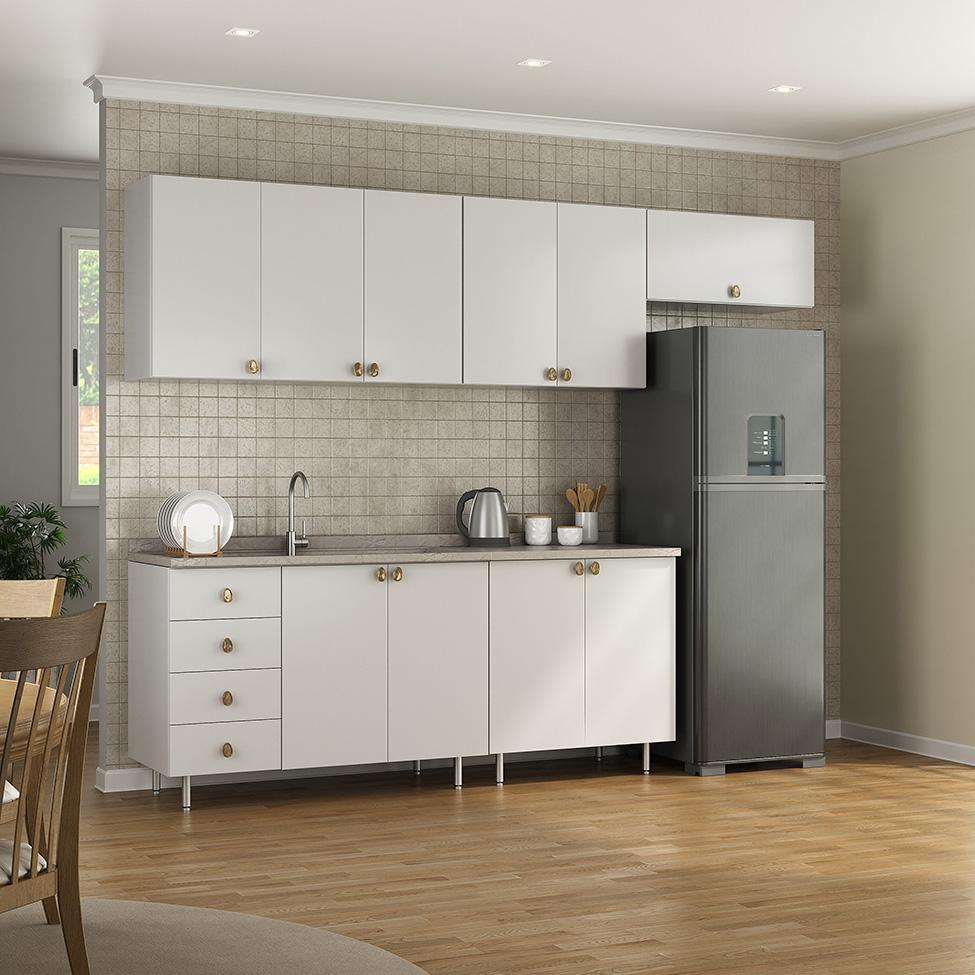 Cozinha Completa Maranello 100% MDF 10 PT 4 GV Branco - 1