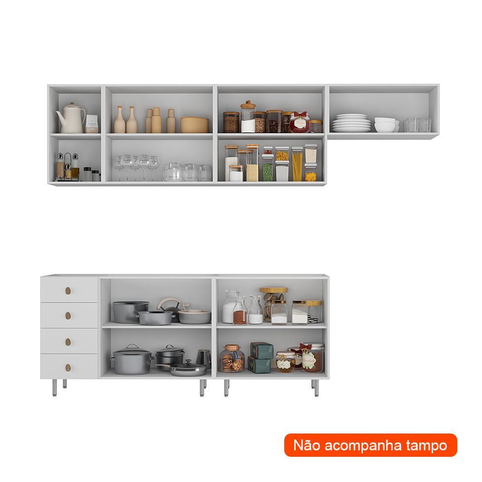 Cozinha Completa Maranello 100% MDF 10 PT 4 GV Branco - 2